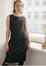 Vintage Black Midi Textured Dress