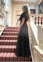 70's Vintage Black White Polka Dot Ruffle Dress